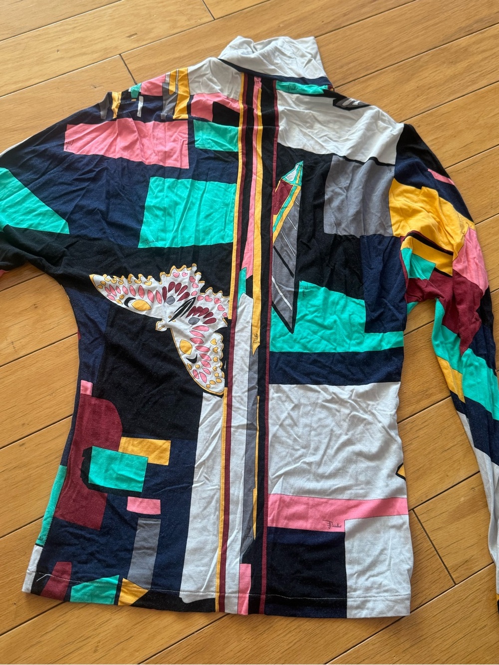 Colorblock Butterfly Long-Sleeve Womens Jacket - Multicolor Emilio pucci